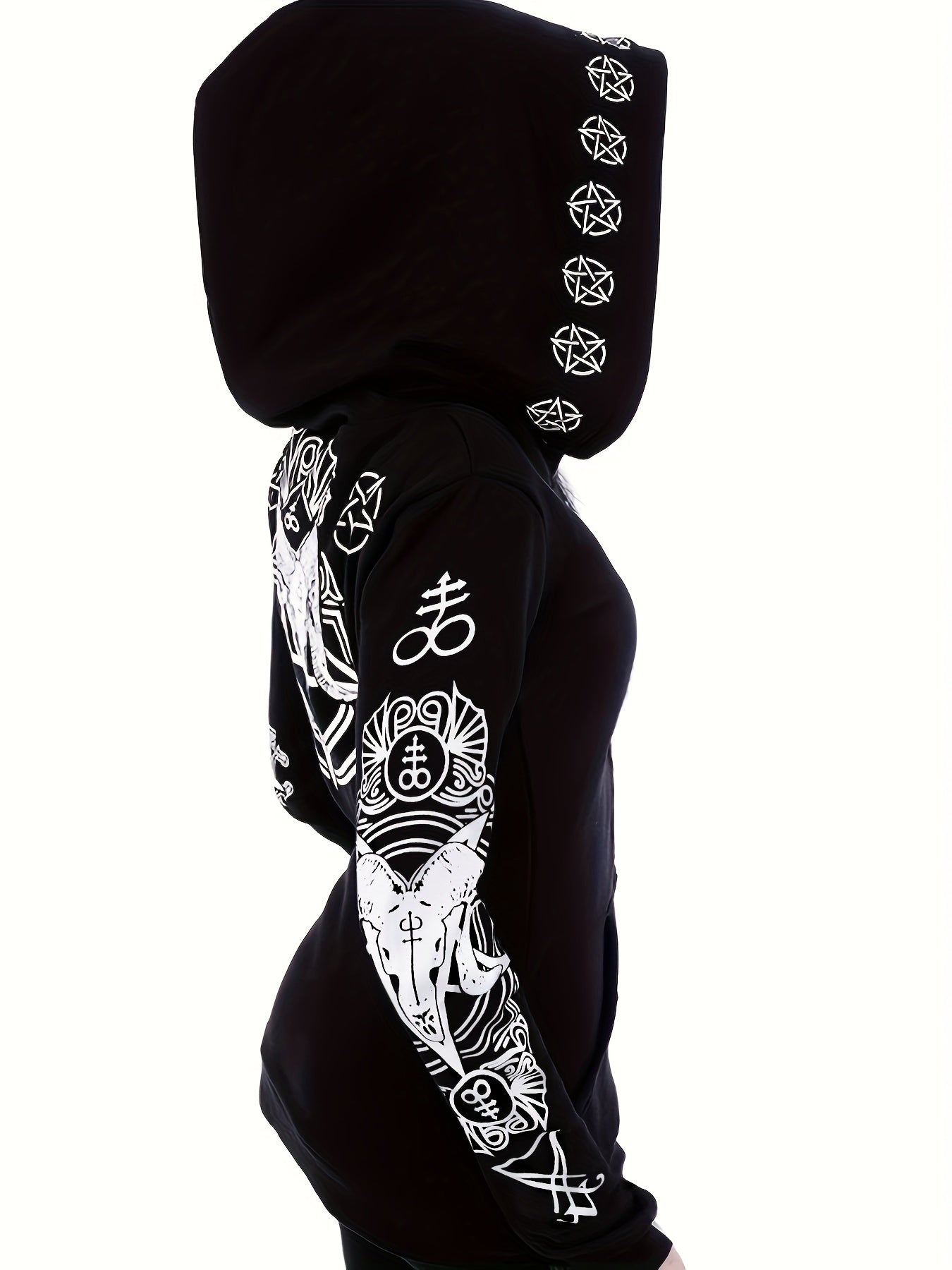 Women's Casual Hooded Sweatshirt - Geometric-Pattern, Smooth Polyester Fabric - All Season Wear | Mid Elasticity | Machine Washable