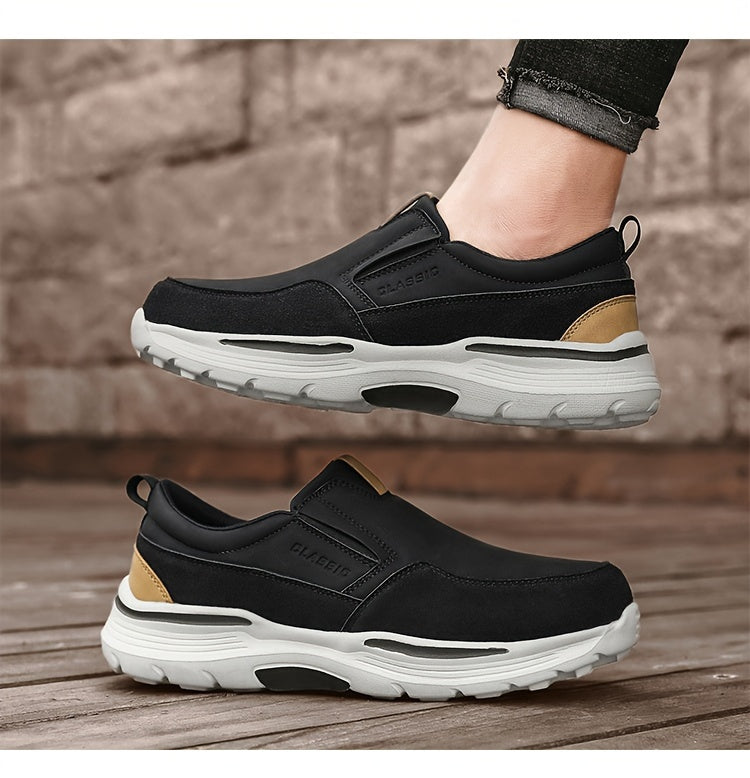 Plus Size Wide Fit Men's Lace-Up Loafers, Men's Canvas Lightweight Comfortable Walking Shoes