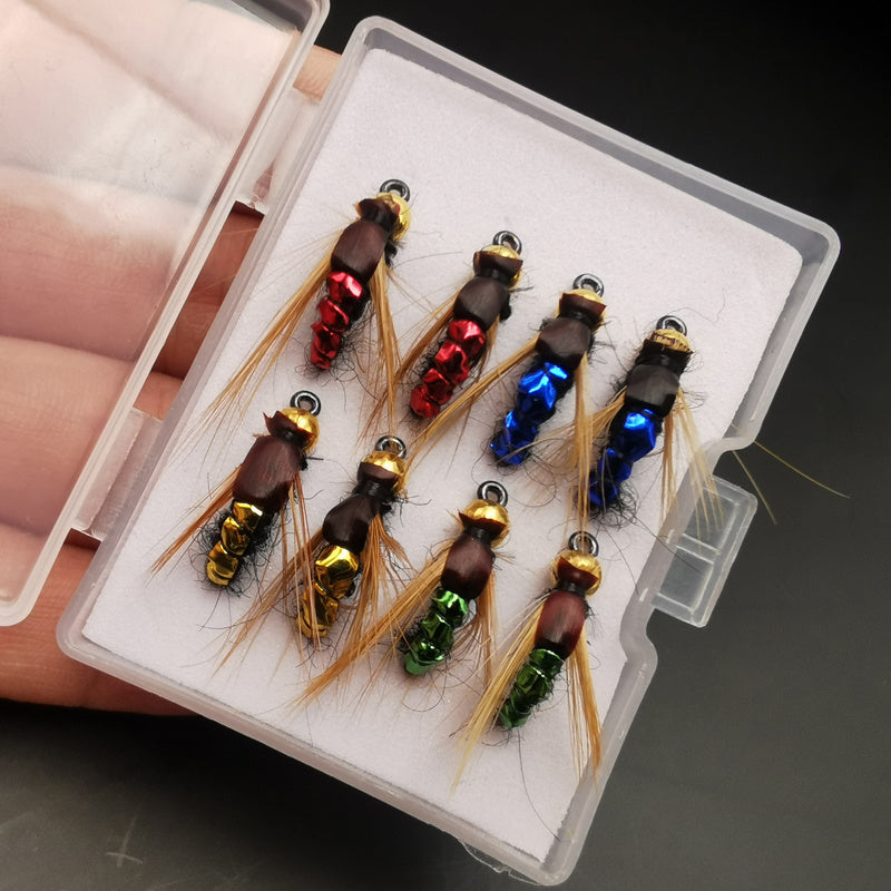 4pcs/8pcs/32pcs Premium Fly Fishing Flies Kit - Fast Sinking Nymphs, Scuds, Bugs, Worms - Trout Lures for Effective Insect Imitation - Pack of 36