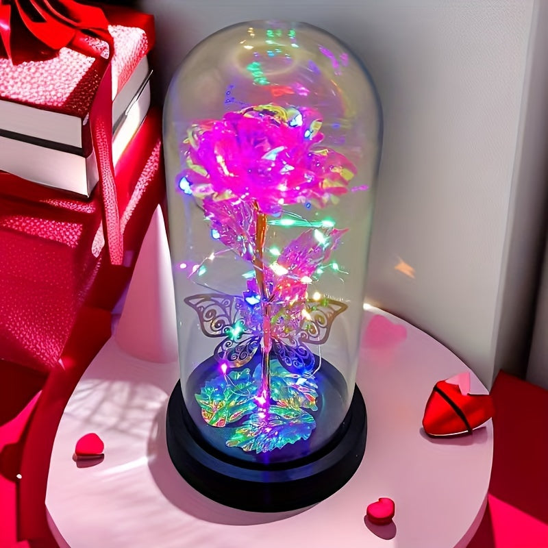 1pc Exquisite Hollow Butterfly LED Rose Cover - Illuminated, Decorative, and Romantic Gift for Valentines Day, Mothers Day, Wedding, Back-to-School, Holiday, Party, Mom, and Scene Layout Occasions