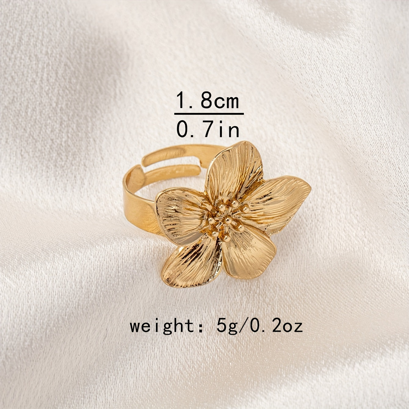 One Lady Open Ring Simple Flower Shape Open Adjustable Ring Suitable For Everyday And Banquet Wear