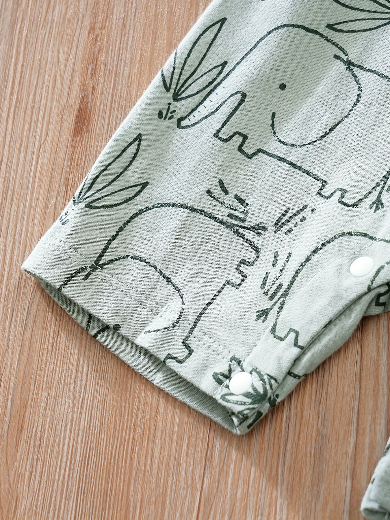 Baby Boy's Cute Elephant Print Short Sleeve Romper, Newborn's Clothes