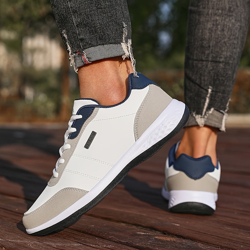 VanWeir Lightweight Men'S Shoes | Navy Blue/White, Lace-up sneakers with MD/TPR Sole, Breathable Fabric Lining for Outdoor, Hiking & Casual Wear