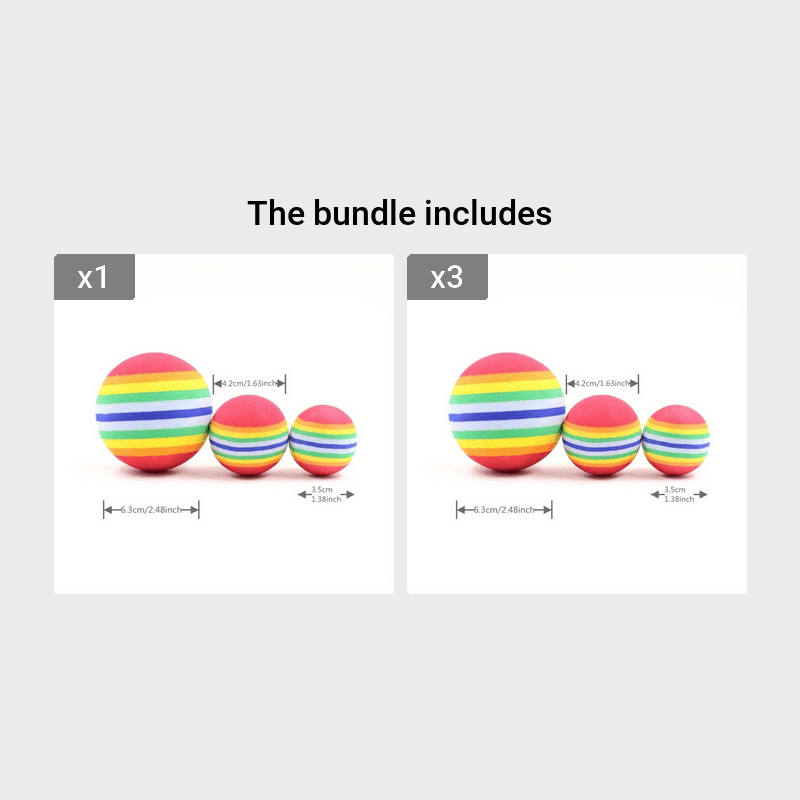 [Rainbow Cat Toy Ball] Colorful Rainbow Foam Cat Toy Ball | Small Dog Supplies Pet Toy