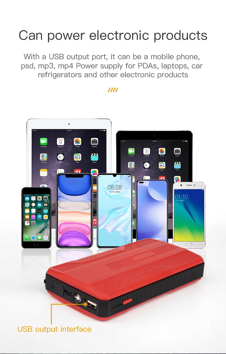 1pc Compact 26.64Wh Emergency Car Jump Starter Power Bank - Safe, Dual-Color, 12V Booster for Petrol & Diesel Vehicles, Portable, Rechargeable, Multi-Functional, LED Flashlight, USB Charging, and Travel-Friendly