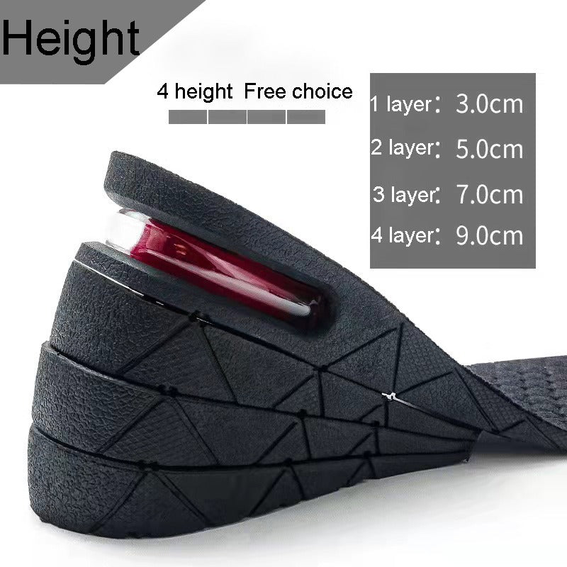 3-9cm Invisible Height Increase Insole Cushion Height Adjustable Shoe Heel Insoles Insert Taller Support Absorbant Foot Pad