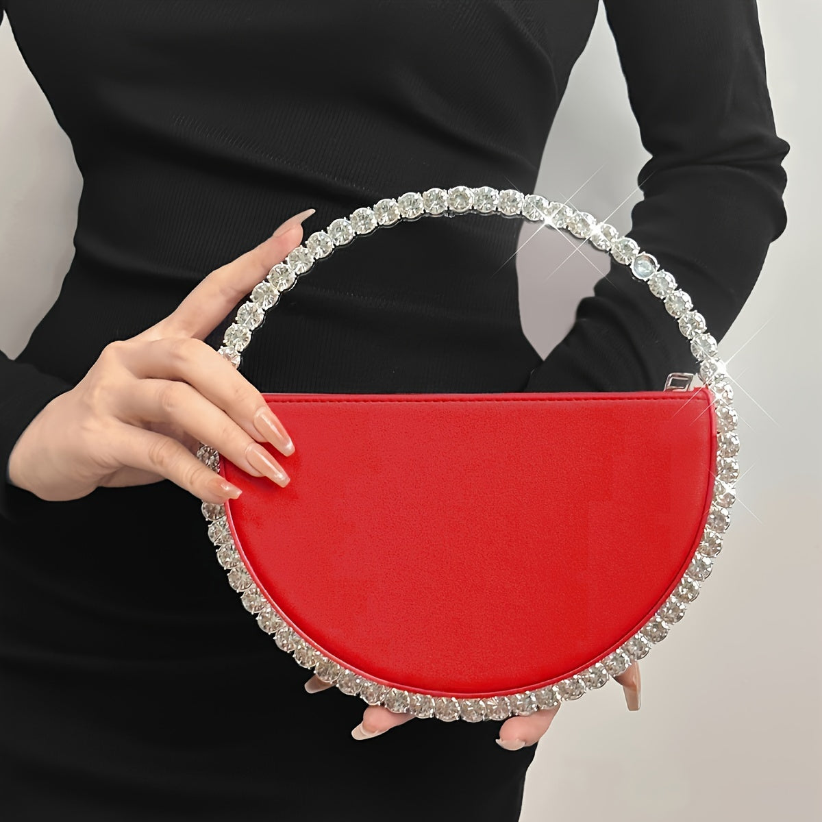 Flower Rhinestone Evening Purse, Luxury Hollow Out Clutch Bag, Women Handbag For Wedding Prom Cocktail Party