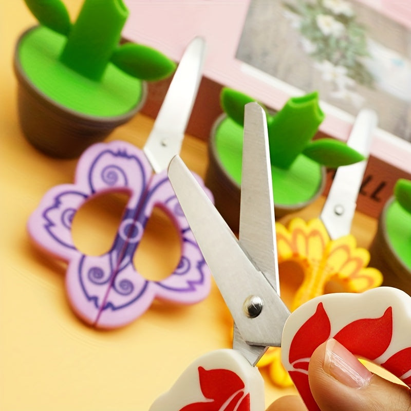 Cute Flower-Shaped ABS Resin Safety Scissors - Right-Handed, Perfect for Office & School Supplies, DIY Crafts, and Desk Decor by YOJII