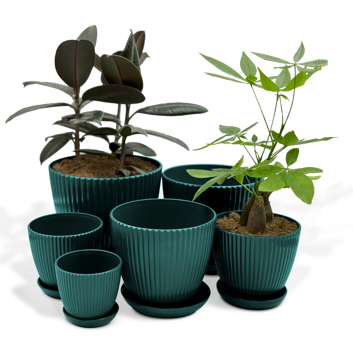 6 Packs, 19.05/16.76/14.73/12.7/10.92/8.89 Cm Flower Pots, Thick Sturdy Plastic Planters, Indoor/Outdoor 6 Sizes Plant Pots With Drainage Holes And Saucers (6 Sizes)