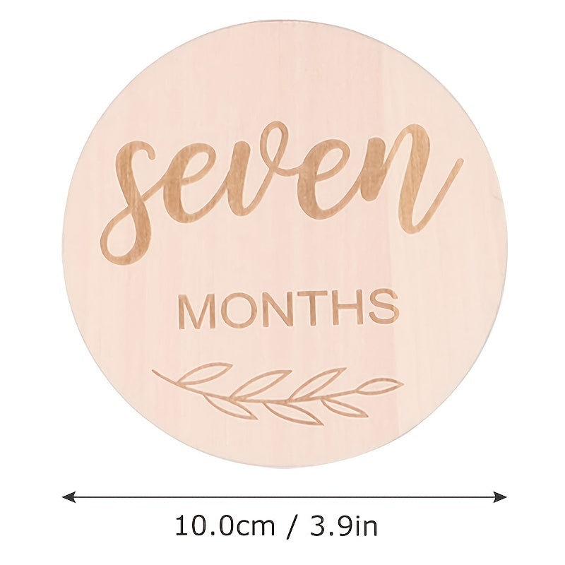 14pcs Wooden Baby Monthly Milestone Cards - Document Your Little One's Growth With Light Wood Photo Discs, Halloween, Thanksgiving And Christmas Gift