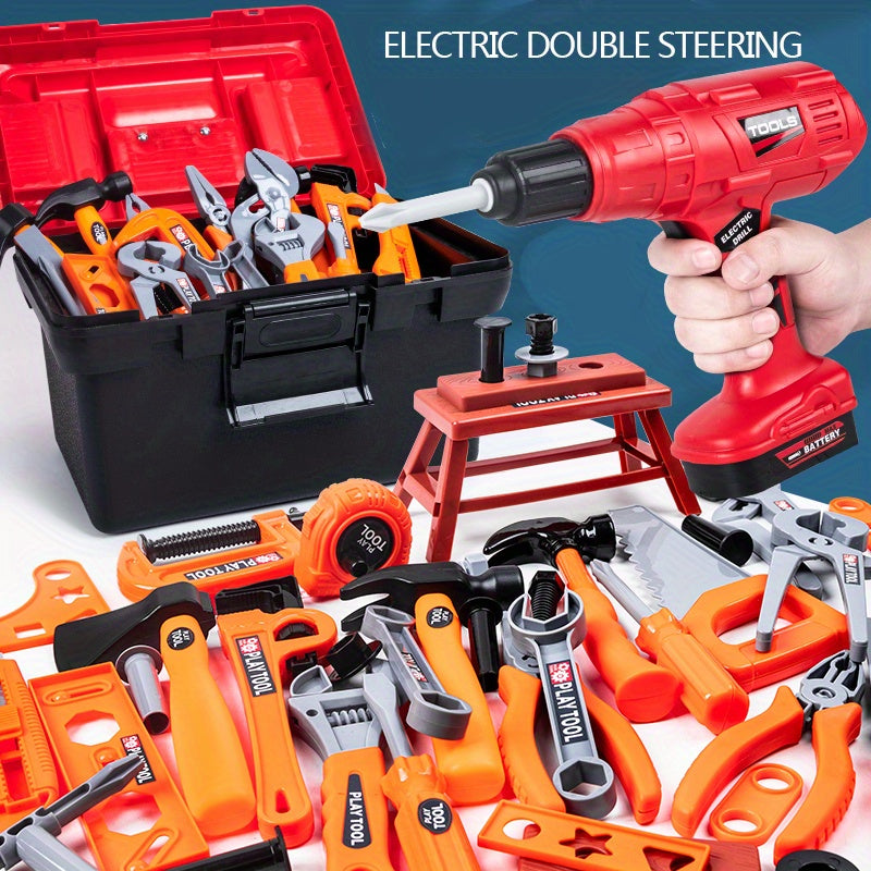 Electric Toy Drill Set: Stimulate Your Child's Imagination With This Fun Construction Studio Toy!, Halloween, Christmas, And Thanksgiving Day Gift