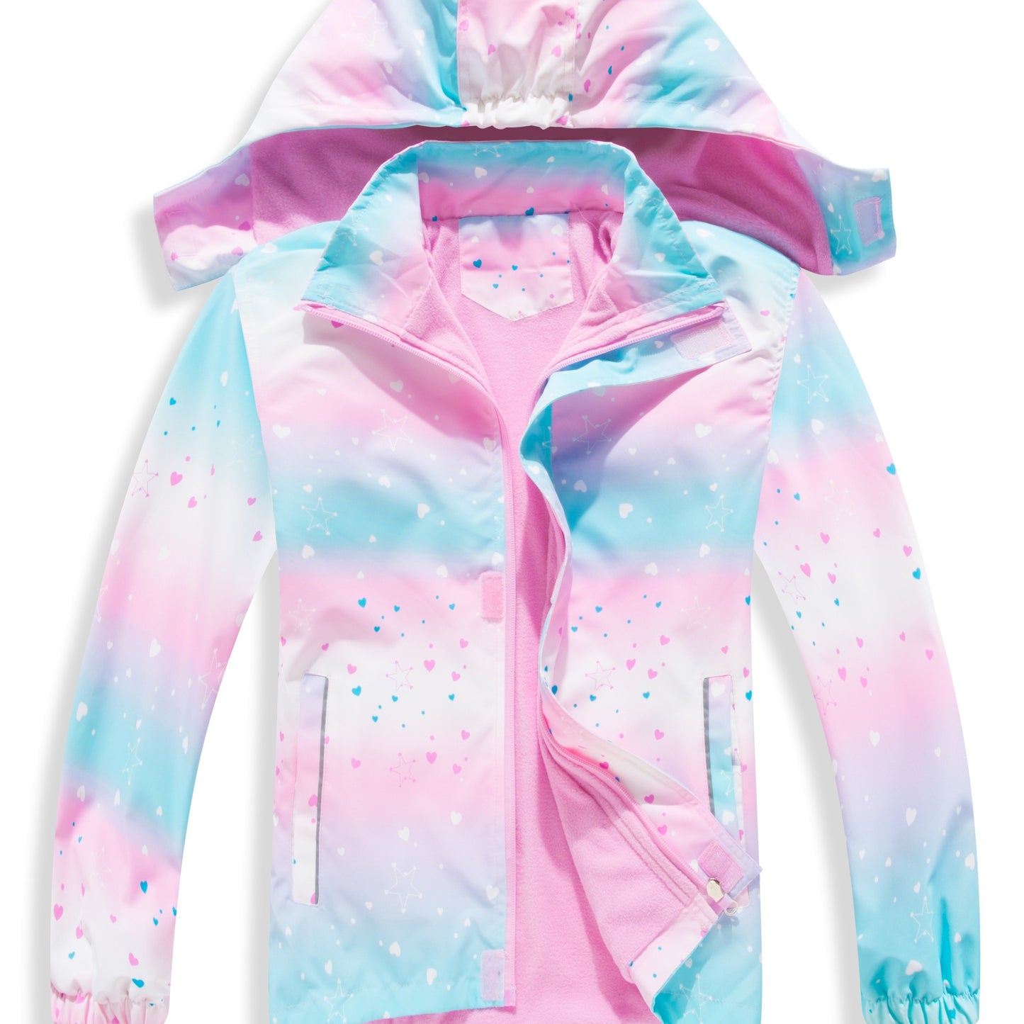 Vibrant Rainbow Camo Rain Jacket for Kids - Waterproof, Lightweight, Hooded, Fleece Lined, Windbreaker Coat with Removable Hood for Outdoor Play - Perfect for Rainy Days and Casual Wear