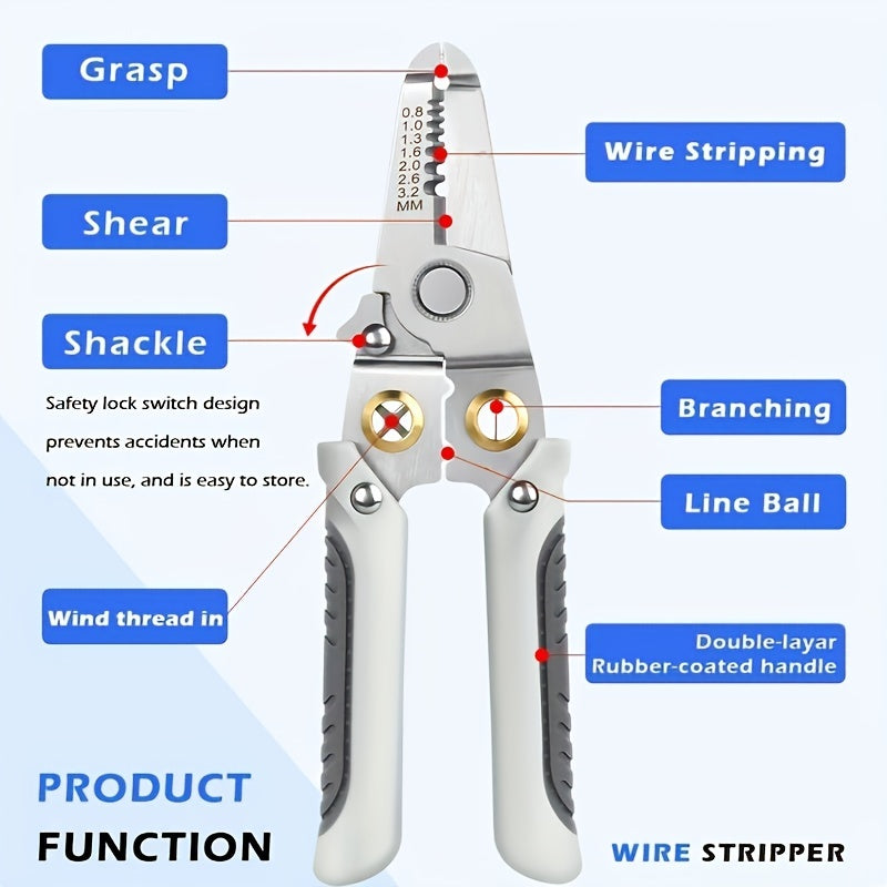 1pc Wire Stripping Pliers Multifunctional Electrician Pliers Split Wire Winding Stripping Pliers Crimping Pliers Stripping Pliers Hardware Tools Electrician Universal Tools Pliers