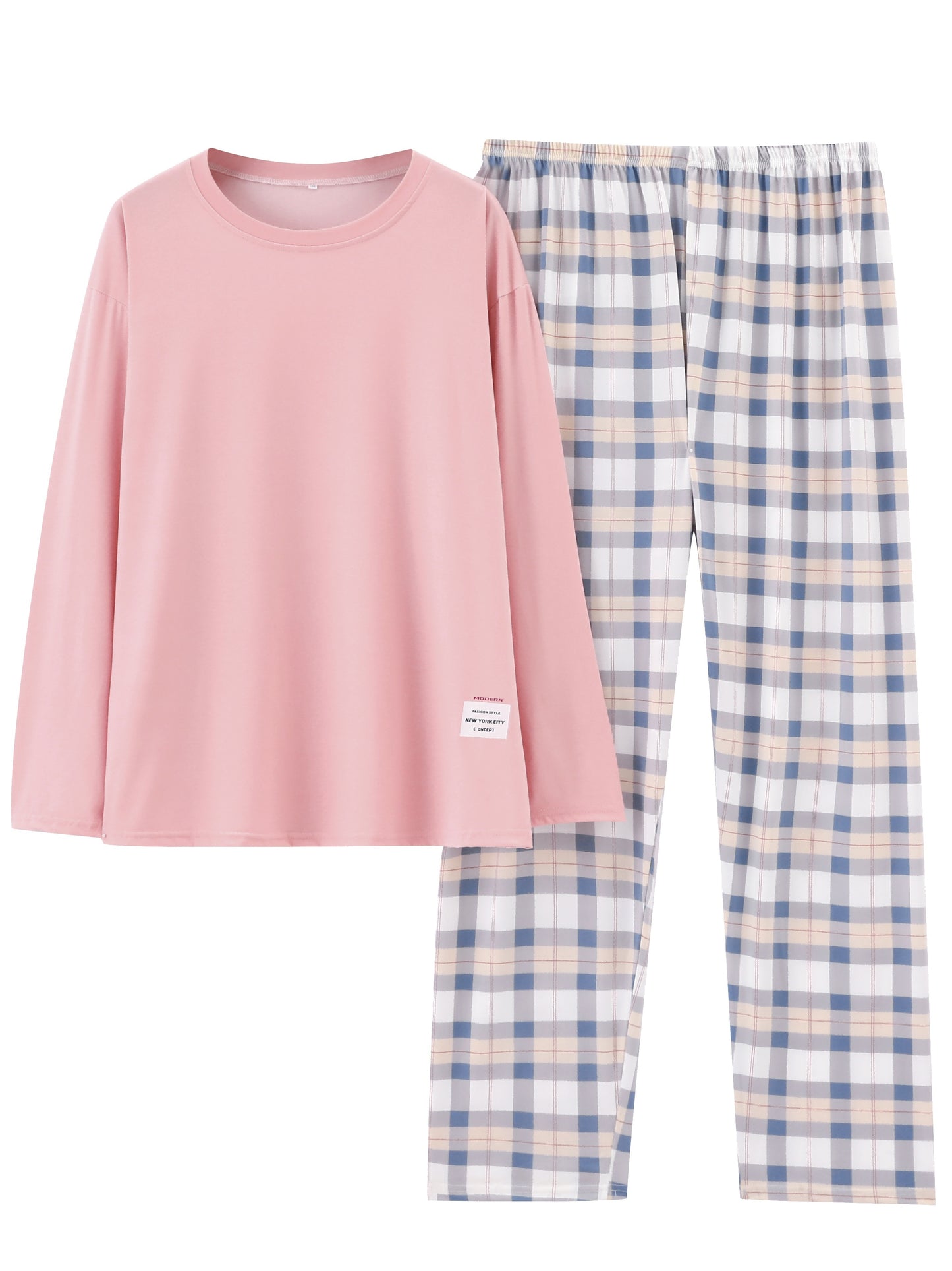 Comfortable Plaid Long Sleeve Pajama Set, Spring and Autumn Casual Home Wear Set, Casual Long Sleeve Pajama Set