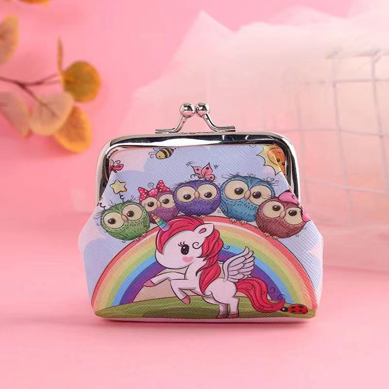 Girls Cute Cartoon Unicorn Print Creative Coin Purse Mini Wallet Holiday Gift