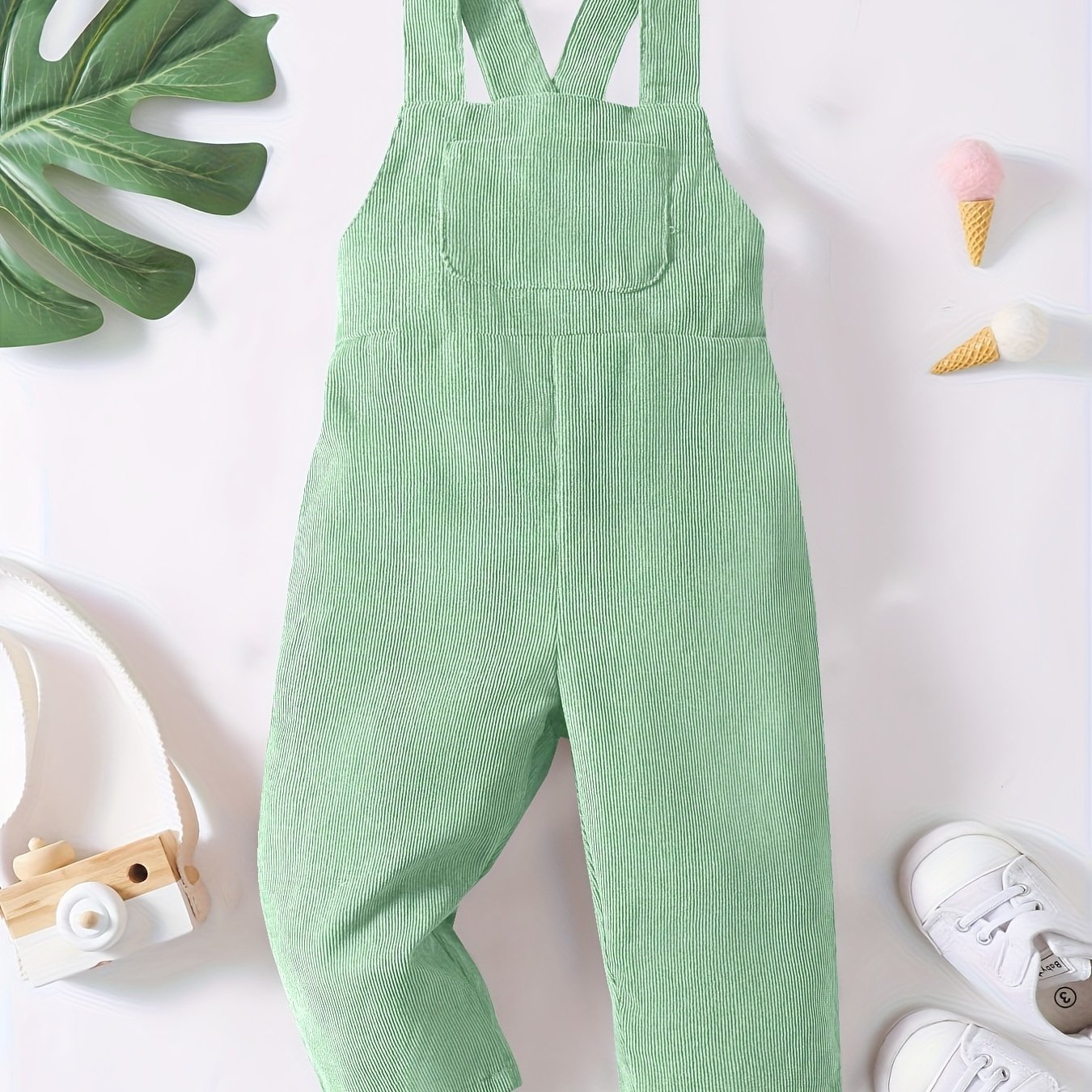 Casual Corduroy Knotted Toddler Baby Overalls, Jumpsuit With Pocket, Retro Strap Pants For Boys Girls