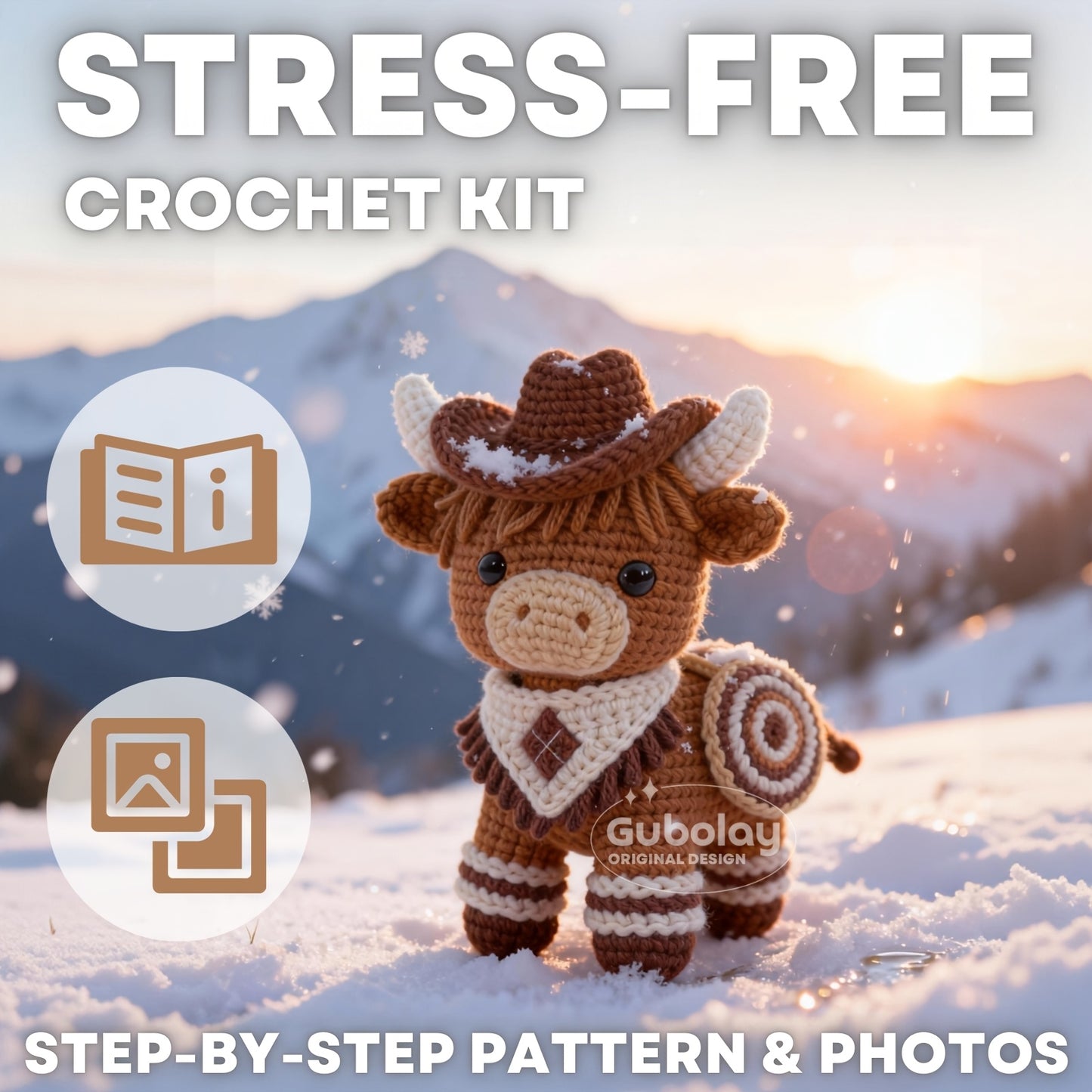 Beginner'S Crochet Kit for Christmas Highland Cow (Suitable for Adults) | Easy Craft Gift for Adults | Includes Step-By-Step Illustrated Tutorial | Contains Easy Diagrams, Extra Soft Yarn (30% More), Crochet Hook And Addition