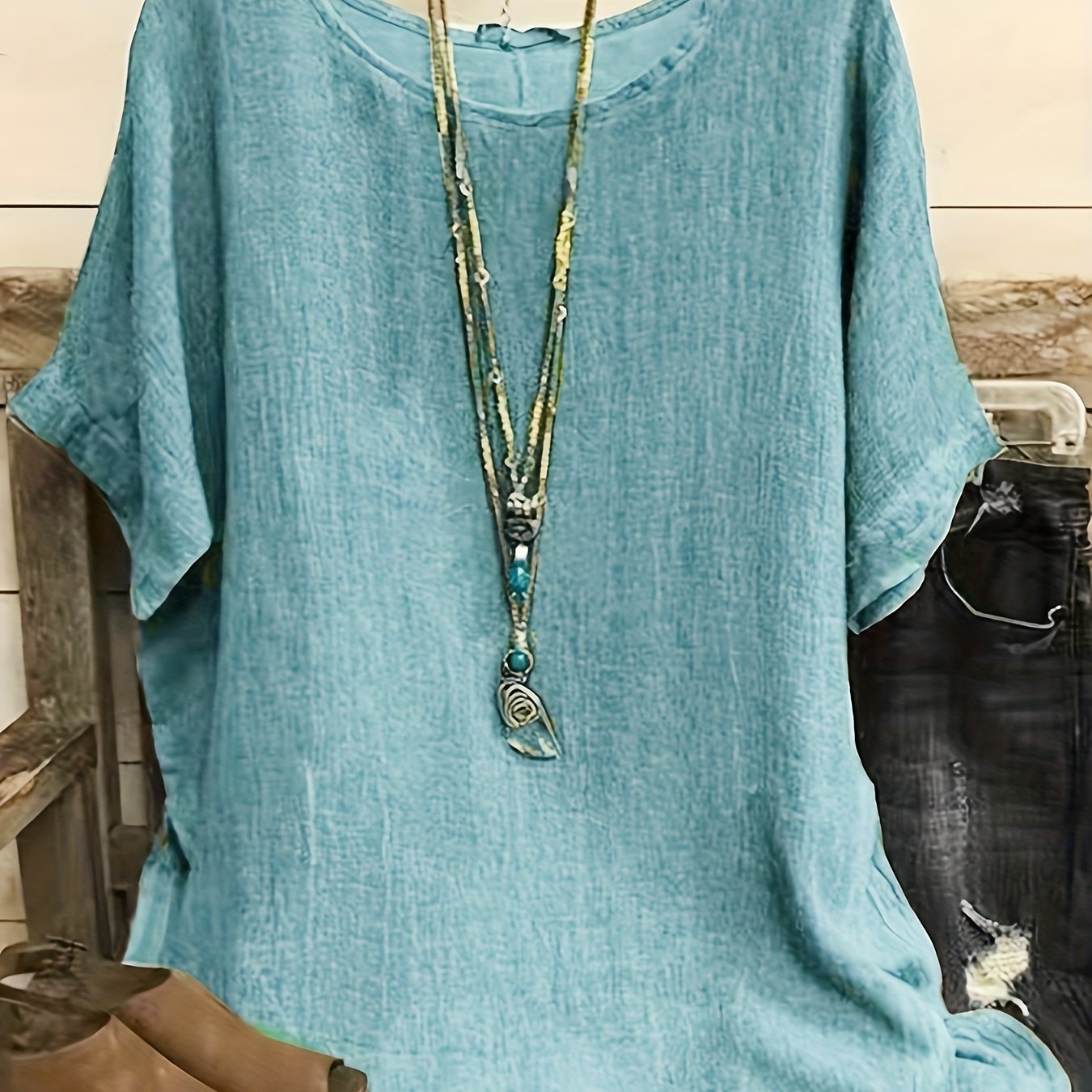 Plus Size Casual Short Sleeve T-Shirt - Lightweight Semi-Sheer Round Neck Top, Machine Washable Non-Stretch Fabric for Spring Summer Fall, Versatile Layering Essential