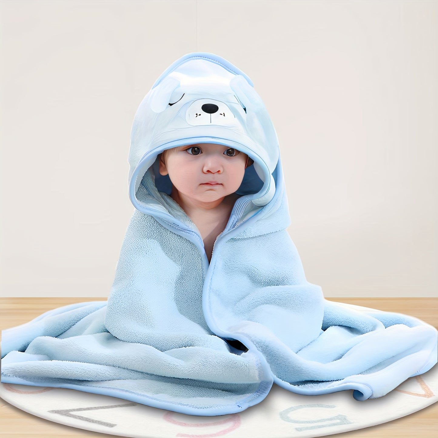 1pc Soft Cartoon Animal Baby Bath Towel, Bathrobe, For Newborn Baby, Skin Friendly Blanket, Christmas Halloween Gift