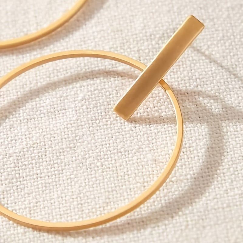 Plated Geometric Circle Drop Earrings Simple Style Jewelry For Women