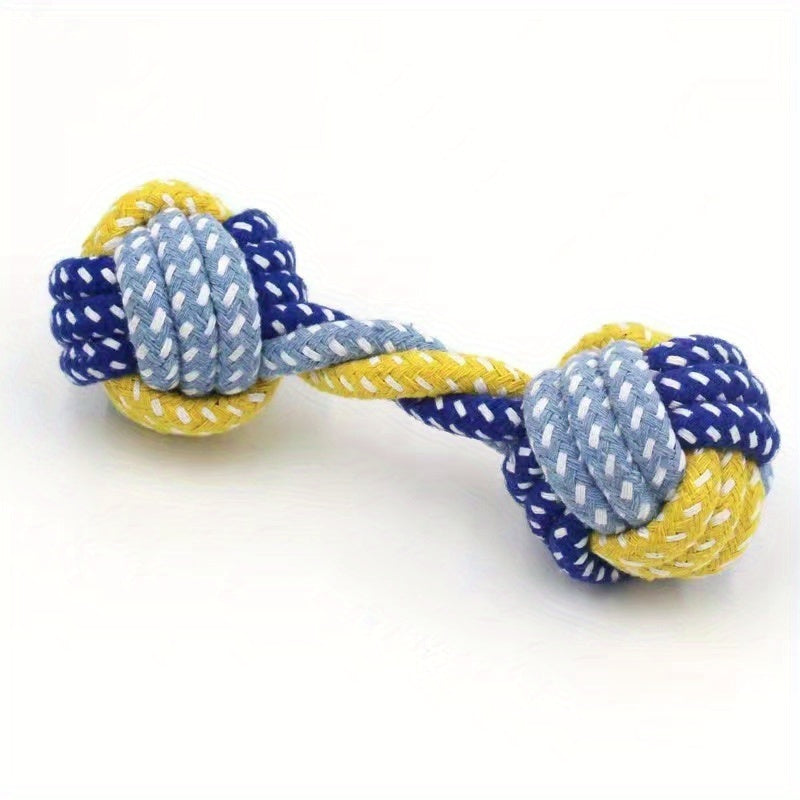 Durable Braided Barbell Pet Grinding Teeth Toy - Perfect for Small and Medium Dogs!