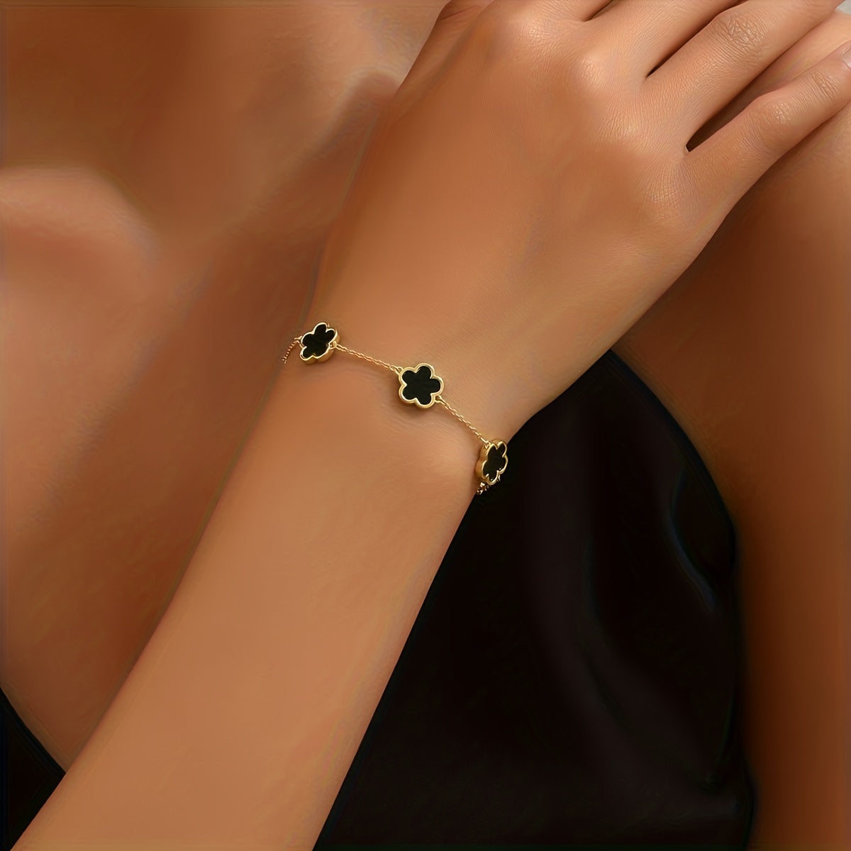 1pc Mini Flower Thin Chain Bracelet Elegant Hand Chain Jewelry For Women