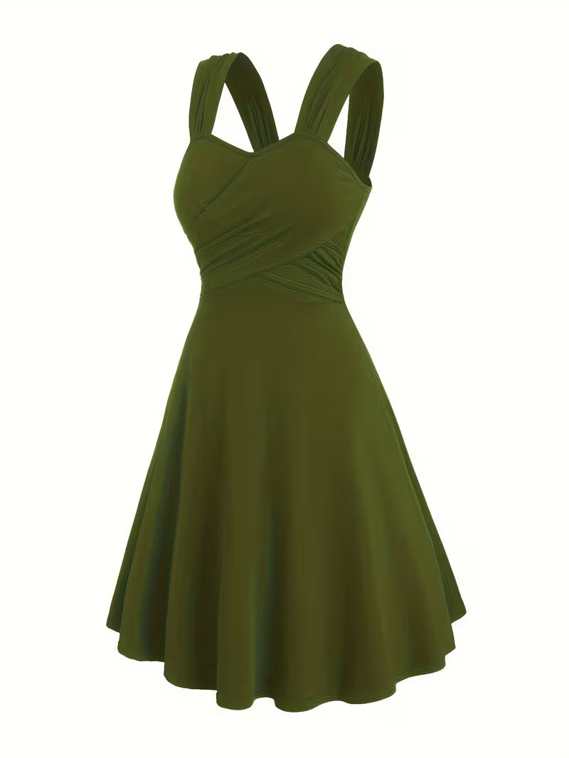 Ruched Cross-Shoulder Strap Dress
