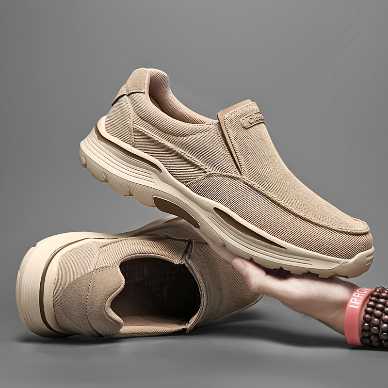 Men's Canvas Breathable Slip On Loafer Shoes Comfortable Walking Sneakers