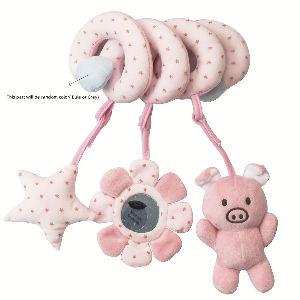 [Plush Toy for Boys and Girls] Infant Activity Hanging Plush Toy | with Music, Spiral Stroller and Crib Toy with Squeaker and Rattles, Educational Play for Newborns, 0-3 Years Old