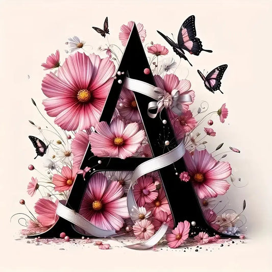 Flowery Letter 20x20cm 5D Diamond Art Set