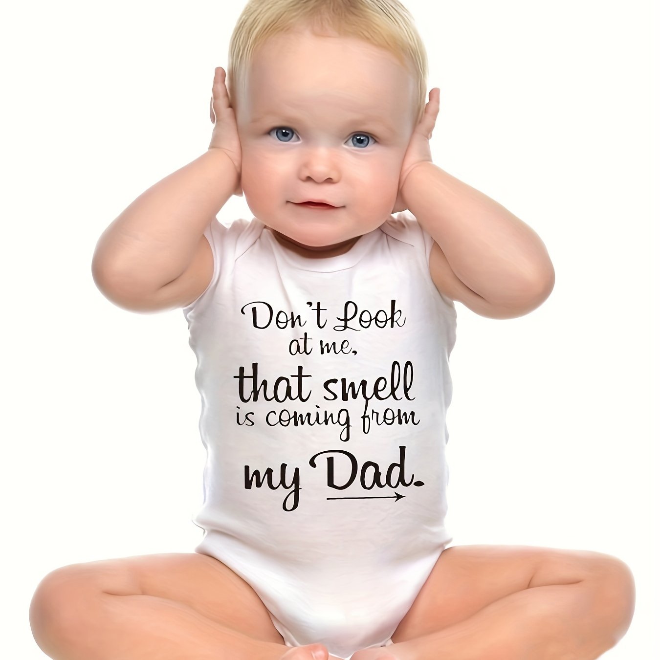 Girls Cute Letter Print Short Sleeve Onesie Clothes ''don't Look At Me'' Pregnancy Announcement Romper