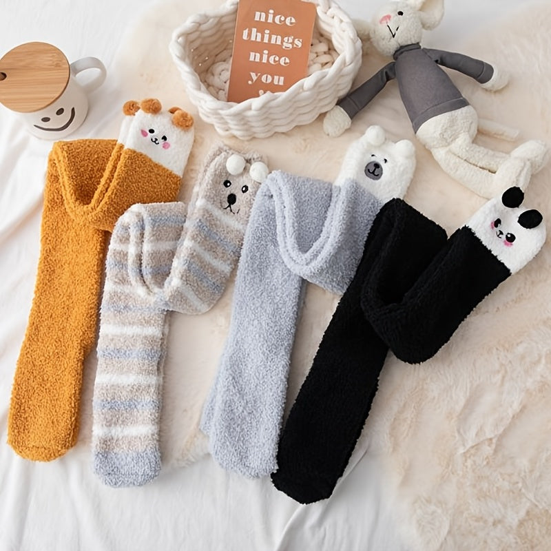 1-Pair Women's Winter Thermal Over-the-Knee (OTK) Floor Socks - Cozy Coral Sleeping Socks Suitable for Home, Bed, and Cold Weather - Warmth &