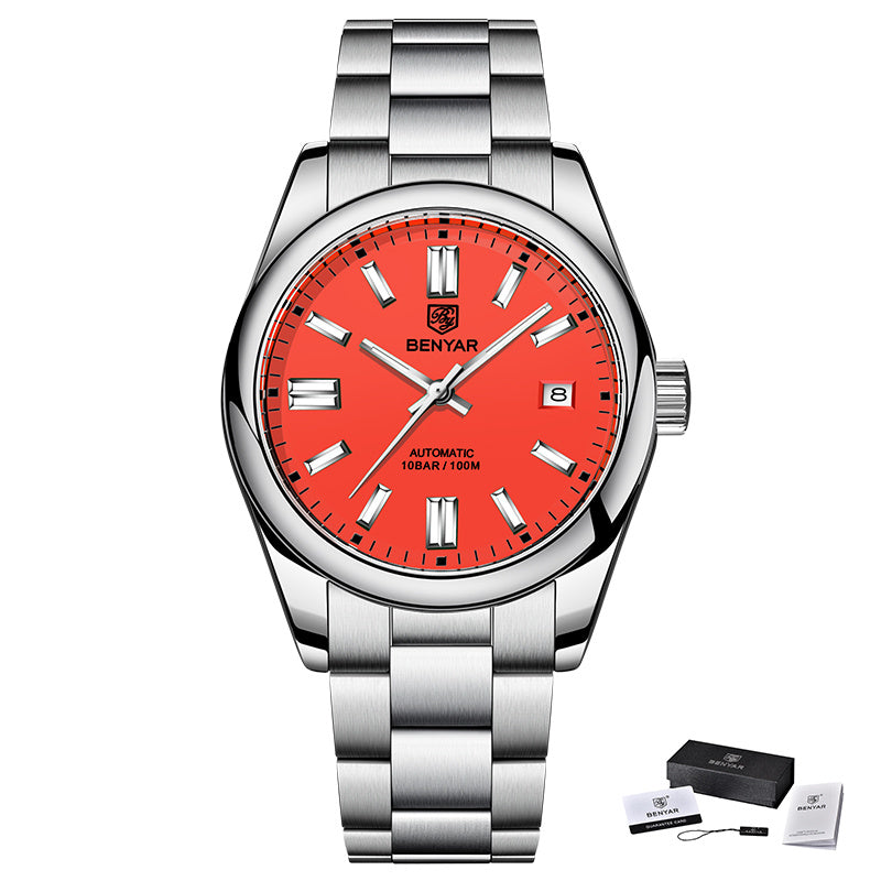 1pc Waterproof Stainless Steel BENYAR Men's Mechanical Sports Diving Wristwatches for Men