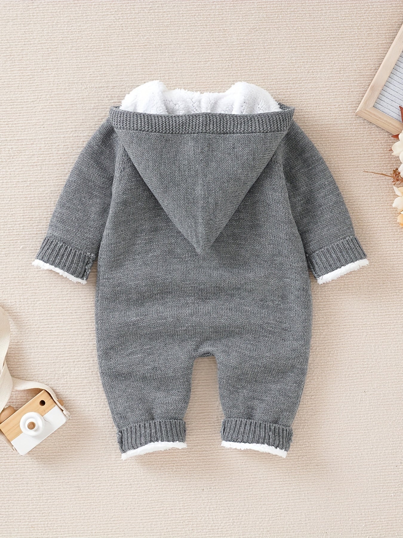 [Knit | Jumpsuit] Long Sleeve Hooded Newborn Boys And Girls Knitted Jumpsuit With Pants