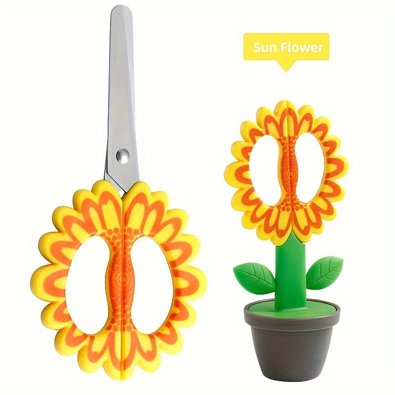 Cute Flower-Shaped ABS Resin Safety Scissors - Right-Handed, Perfect for Office & School Supplies, DIY Crafts, and Desk Decor by YOJII