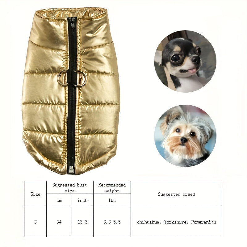 Reflective Waterproof Dog Jacket, Zippered Pet Coat with Belt Loops, 100% Polyester Woven Snow Suit for Small, Mini & Toy Breeds, Random Color