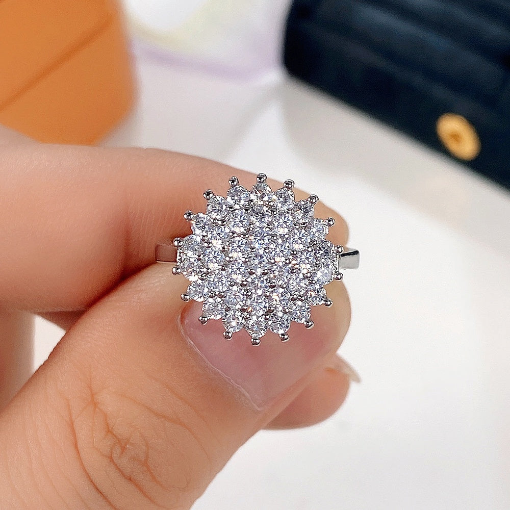 Stylish Lotus Seed Shape zirconia Flower Ring Romantic Wedding Fine Jewelry Anniversary Gift