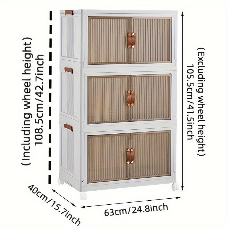 1pc Transparent Storage Box Collapsible Storage Bin with Lids and Pulley - Portable 1/2/3 Layers Organizer for Easy Access and Convenient Storage