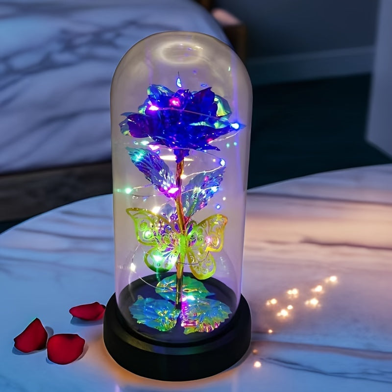 1pc Exquisite Hollow Butterfly LED Rose Cover - Illuminated, Decorative, and Romantic Gift for Valentines Day, Mothers Day, Wedding, Back-to-School, Holiday, Party, Mom, and Scene Layout Occasions