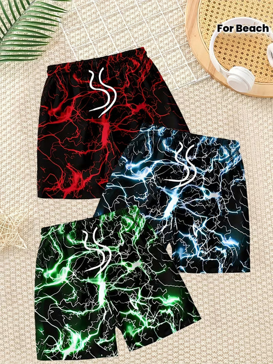 3pcs set of printed beach shorts for boys