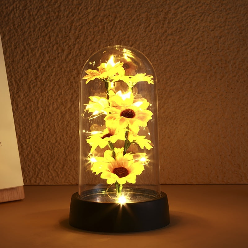 1pc Simulated Sunflower Decorative Night Light, Valentine's Day, Mother's Day, Anniversary, Weddings Gifts, Desktop, Bedside/Wall Cabinet Flower Decorative Light