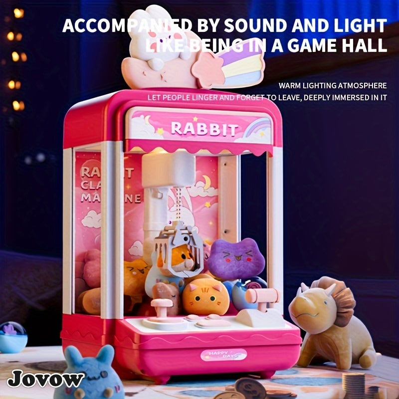 Claw Machine Toy, Party Clip Doll Gashapon Machine, Home Light And Music Two Power Supply Modes, Birthday Gift For Boys And Girls, Christmas Gift, Send 10 Dolls, 10 Capsule Eggs, Power Supply Line
