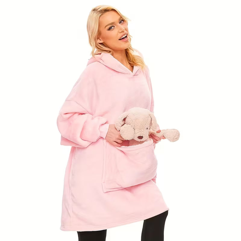 Soft and Comfortable Oversized Pocket Hooded Blanket