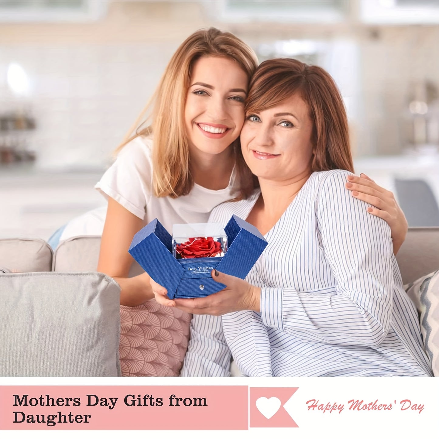 Preserved Rose Gifts for Mom Her Girlfriend Women with I Love You Necklace in 100 Languages, Mothers Day Gifts for Mom from Daughter Son on Birthday Anniversary Christmas