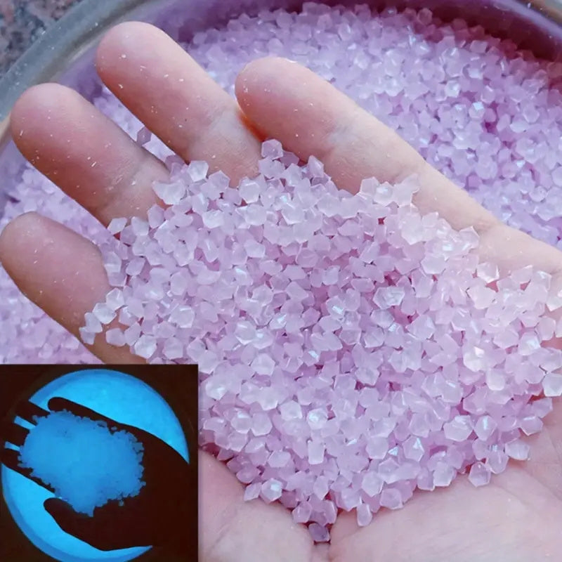 1000pcs/bag Garden Gardening Aquarium Viewing Fluorescent Small Gravel Broken Vase Hourglass Luminous Sand Fluorescent Particles, 25g