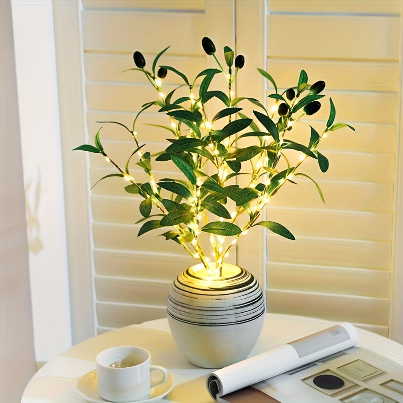 Artificial Olive Branch with LED Lights - No Vase Included