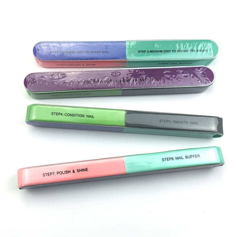 High Quality Multi-Sided Nail File Set with Polished Sponge and Sand Bars for Nail Art and Polish