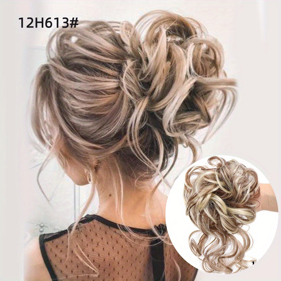 Add Volume And Style with Synthetic Messy Curly Hair Bun Chignon Scrunchy Hair Band! Hair Halloween Christmas