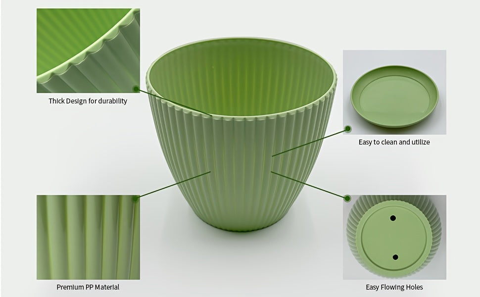 6 Packs, 19.05/16.76/14.73/12.7/10.92/8.89 Cm Flower Pots, Thick Sturdy Plastic Planters, Indoor/Outdoor 6 Sizes Plant Pots With Drainage Holes And Saucers (6 Sizes)