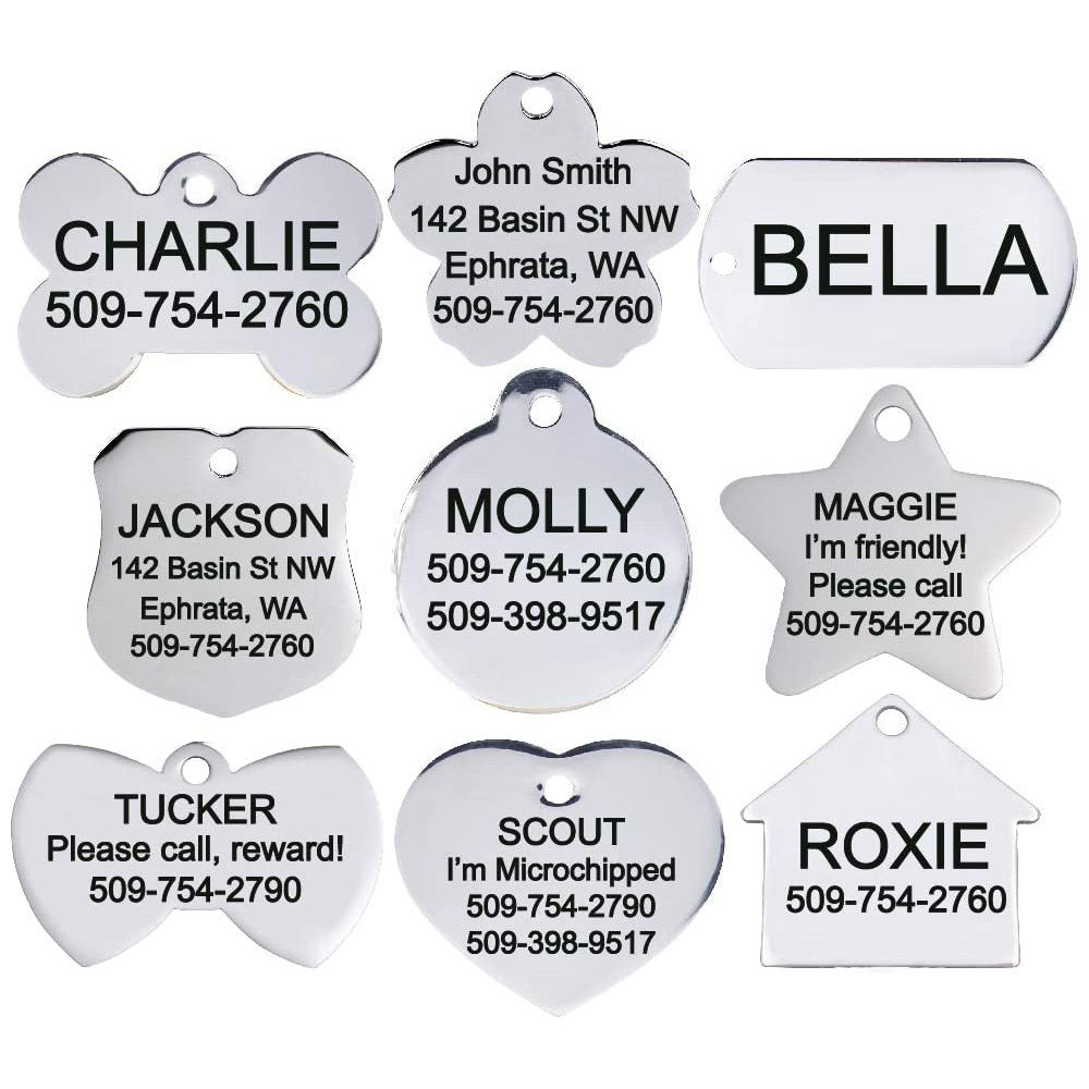 [Fast Arrival] Stylish Personalized Pet ID Tag - Durable Engraved Stainless Steel Slide-On Nameplate with Customizable Text - Long-Lasting, Water-Resistant, and Easy to Attach